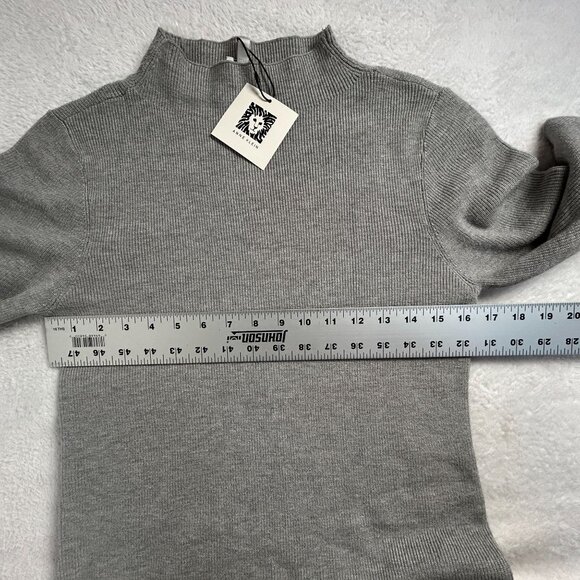 Anne Klein Womens Ribbed Knit Grey Heather Mock Neck Sweater Medium New $99 - Picture 6 of 7